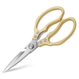 CGBE Kitchen Scissors Heavy Duty Dishwasher Safe Food Scissors, Multi-Purpose Kitchen Shears, Non Slip Stainless Steel Sharp Cooking Scissors for Kitchen Gold