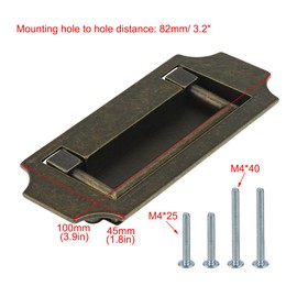 Antrader 2 Pcs Zinc Alloy Handle Drawer Hidden Drawer Cabinet Embedded Pull Ring Door Handle with Two M4*25, Two M4*40 Screws, Bronze