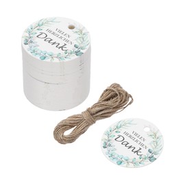 QUARKZMAN Pack of 50 Gift Tags Kraft Paper Labels Gift Tags Leaf Pattern Thank You Cards with 10 Metres Jute String for Gift Wrapping Christmas