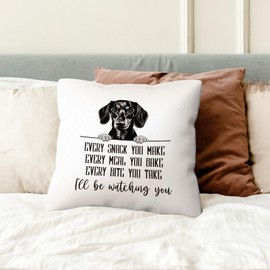 kdqua Dachshund Gifts, Dachshund Weiner Dog Pillow Covers 18x18, Dachshund Mom Gifts for Women Throw Pillow Cover, Funny Dachshund Dog Quote Every Snack You Make Cushion Covers for Sofa Couch Decor