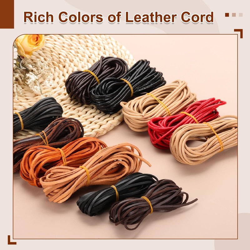 PATIKIL 3 mm x 5.5 Yard Leather Cord, Wide Flat