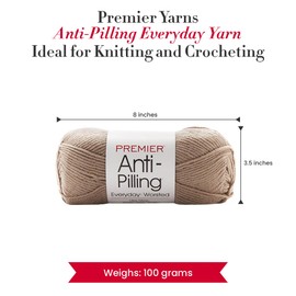 Premier Yarns Anti-Pilling Everyday Worsted Yarn, Soft Acrylic Yarn, Ideal Yarn for Crocheting and Knitting, Machine Washable, 180 yds, Chinchilla