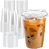 Clawsoff 16 oz 100 Pack Clear Plastic Cups with Lids,