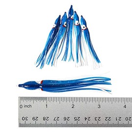 100pcs Fish WOW! 3.5 inch 9cm Octopus Squid Skirts Hoochies Fishing Soft Lures - Blue White