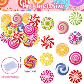 Fyeoxle 36PCS Edible Candyland Cupcake Toppers Wafer Paper Lollipop Garland Cupcake Decor Wafer Sheet Edible Candy Dessert Picks for Sweet Candy Theme Birthday Baby Shower Party Decor