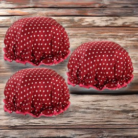 Three Sun Perm Roll Hair Color Perm Brush Waterproof Double Shower Hair Cap 9 Red Dots / 쓰리썬 파마롤 헤어컬러 파마용브러시 방수 이중 샤워 헤어캡 9개 레드도트