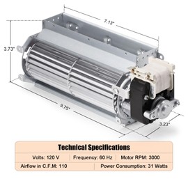 Criditpid GZ550 GZ552 EP62-1 Replacement Fireplace Blower Fan for Continental, Napoleon Fireplaces, Rotom R7-RB59, R7-RB61, GZ550-1KT Fireplace Blower for Napoleon bgd36ntr, b36ntr, b36ptre Fireplace