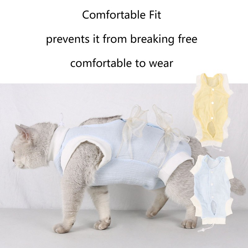 Cat Recovery Suit Breathable Prevent Licking Wound Protection Cat Postoperative