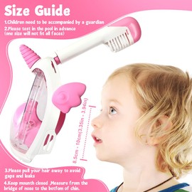 AOOSA Kids Snorkel Mask Full Face, Unicorn Children's Snorkel Mask 180°view Design, Anti-Fog & Anti-leak Snorkeling Mask, Upgraded Breathing System Dry Top Snorkel Set for a Safe Snorkeling Experience