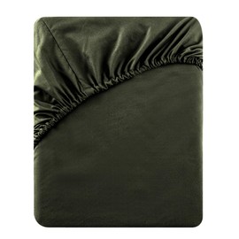 Soifox King Size Fitted Sheet Olive Green - Bed Sheets with Extra Deep Pocket 16 inch (40 cm), Soft Microfiber Bottom Sheet for Kingsize Bed, 150x200cm