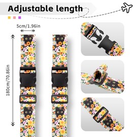 Luggage Straps for Suitcases, Adjustable Suitcase Straps, 2 Pack Suitcase Belt Strap - Baggage Identifiers Suit Case Accessories with Buckle, Premium Accessory for Travel Bag Closure (cat)