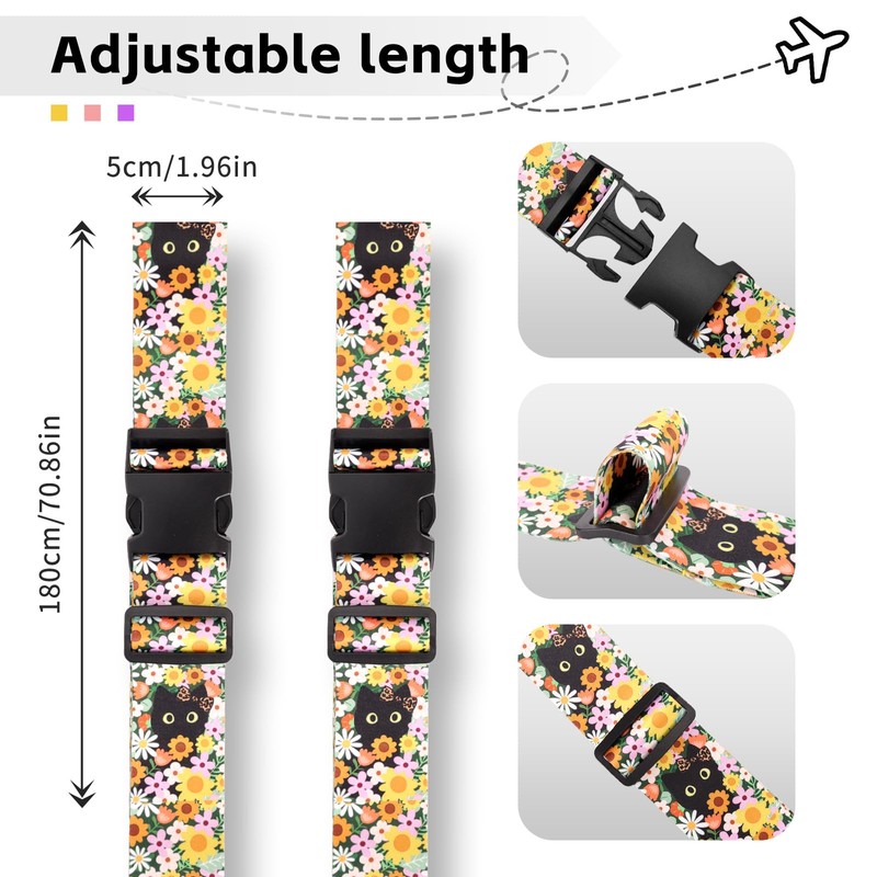 Luggage Straps for Suitcases, Adjustable Suitcase Straps, 2 Pack Suitcase