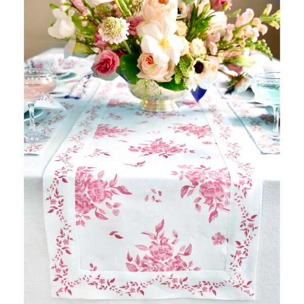 Solino Home Printed Linen Table Runner 90 Inches Long -