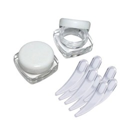 5-gram SQUARE Clear Beauty Jars with White Caps, and free bag of clear beauty spatulas, 50 Sets for powders, makeup, other cosmetic products and crafts