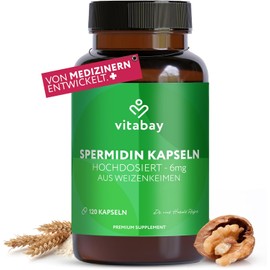 Vitabay idine Capsules High Dose 6 mg - 120 Vegan Capsules idine from Wheat Germ - Pure Wheat Germ idine - Laboratory Tested & No Unwanted Additives