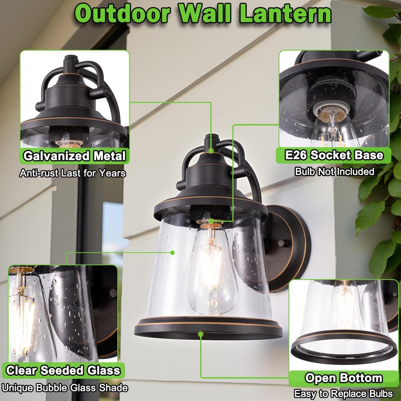 GRUENLICH Outdoor Wall Lantern, Wall Sconce as Porch Lighting Fixture,