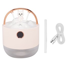 Mini Humidifier 600ml 40ml/H Dual Mode Bear On Swing Night Light USB Charge Desk Humidifier for Bedroom Office Car Pink