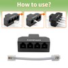 XANHAM RJ11 Cable 4 Way Splitter 6P4C Connector Phone Line