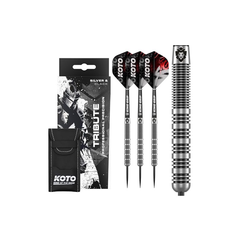 KOTO Tribute Darts 14 G, Silver & Black, Darts Set