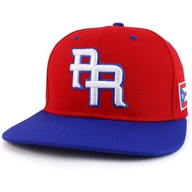 PR Embroidered Snapback Cap with Puerto Rico Flag (Polyester, Red/Blue)