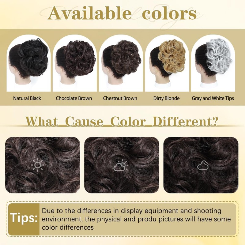 YKHJH Messy Bun Hair Piece Clip-In Ponytail Bun for Women,