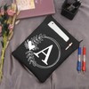 HOLLP Alphabet Black Book Cover A/C/J/K/M/Letter Initial Waterproof Zipper PouchInitial