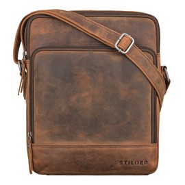 STILORD 'Faro' Vintage Messenger Bag for Men Small Leather Crossbody Shoulder Bag 11 Inch Tablet Bag Genuine Leather Retro Style Casual Shoulder Bag for Everyday Use, Colour:Oak - Brown