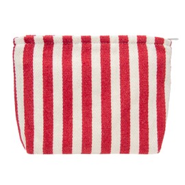 PAZIMIIK Makeup Bag Large Cotton Zipper Pouch for Purse Travel Canvas Make Up Organizer for Women Cosmetic,Stripe Red