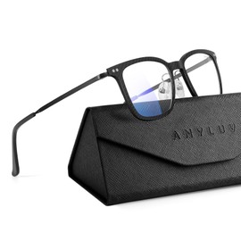 ANYLUV Blue Light Glasses Men, Stylish Square Carbon Fiber Eyewear, Anti Eyestrain, Lightweight Mens Computer Gaming Glasses