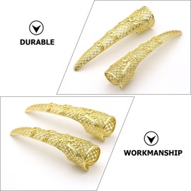 KOMBIUDA 2pcs Nail Set Halloween Cosplay Accessories Nail Ring Tip Ring Recovery Fake Nails Egypt Nail Decoration Belly Dance Finger Nail Tips Ancient Queen Claw Knuckle Ring Finger Ring Imperial Nei