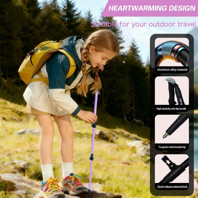 Hiking Trekking Poles for Kids, 2 Pack for Trekking or