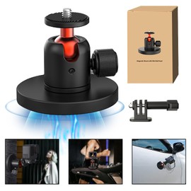 YEVDCVZX Cabeza de Bola Tripie，Cabezal de Trípode Panorámico，Cabezal de Bola Giratorio de 360° con Base Magnética, Estable sobre Metal, Compatible con Cámaras de Acción Hero 11/10/9/8/7/6, Insta360