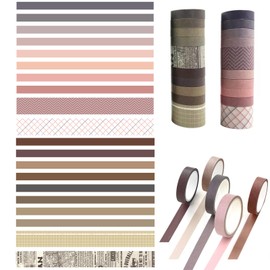 KEUGT Washi Tape Set, 20 Rolls Decorative Masking Tape,Pastel Scrapbooking Tape,Coloured Masking Tape Set,Arts Crafts Paper Tape for Arts,DIY Crafts,Bullet Journals,Planners,Gift Wrapping(10mm,25mm)