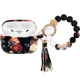 Bavane Case Compatible with Airpods Pro 2nd Generation Case Cover 2022/2023/2019, Soft Silicone Cute Skin Full Protective Case with Bracelet Keychain (Case with Bracelet Keychain- - Vintage Rose)