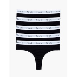 French Connection Cotton Thongs For Women – Pack of 5 Ladies Thongs – Soft, Stretchable, and Comfortable Knickers (Small)
