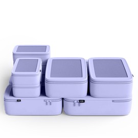 NOBL Travel Compressible Packing Cubes Set, 6 Pieces Travel Packing Organizers, Compression Luggage Cubes for Suitcases & Carry On, Space Saving (XXS, XS, S, M, L, XL) - Lavender