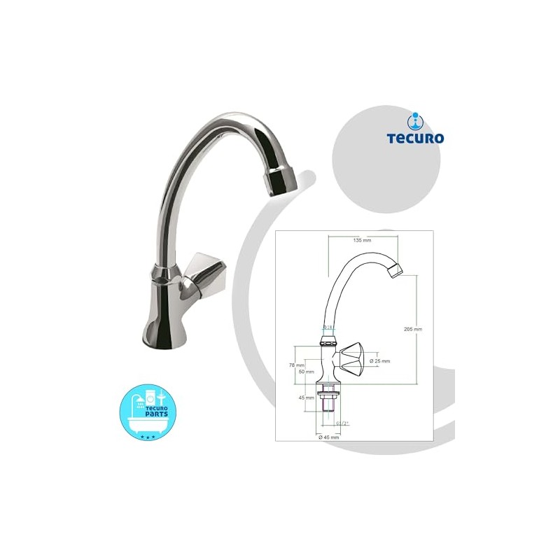 tecuro Stand Swivel Valve - Outlet Valve with HU Pipe