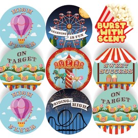 120 Popcorn Fairground 30mm Scented Reward Stickers for Teachers, Parents and Party Bags