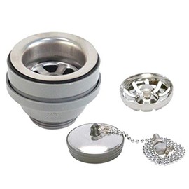 Ambassador Marine Straight Sink Drain with Brushed Finish, 1 1/4-Inch Thread and Strainer Basket