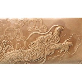 Berkut 2024 Dragon Genuine Leather Long Wallet, Dragon with Round Zipper, Gift Box Included, natural