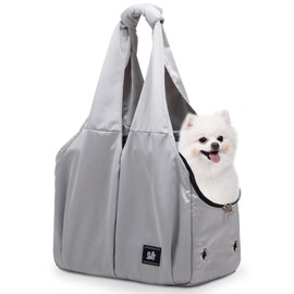 Dog Purse Carrier for Small Dogs, Cats, and Puppies – Soft-Sided Travel Pet Tote Bag with 4 Large Pockets, Foldable, Lightweight, Fits Pets up to 15 lbs, for Travel, Outings (Grey)