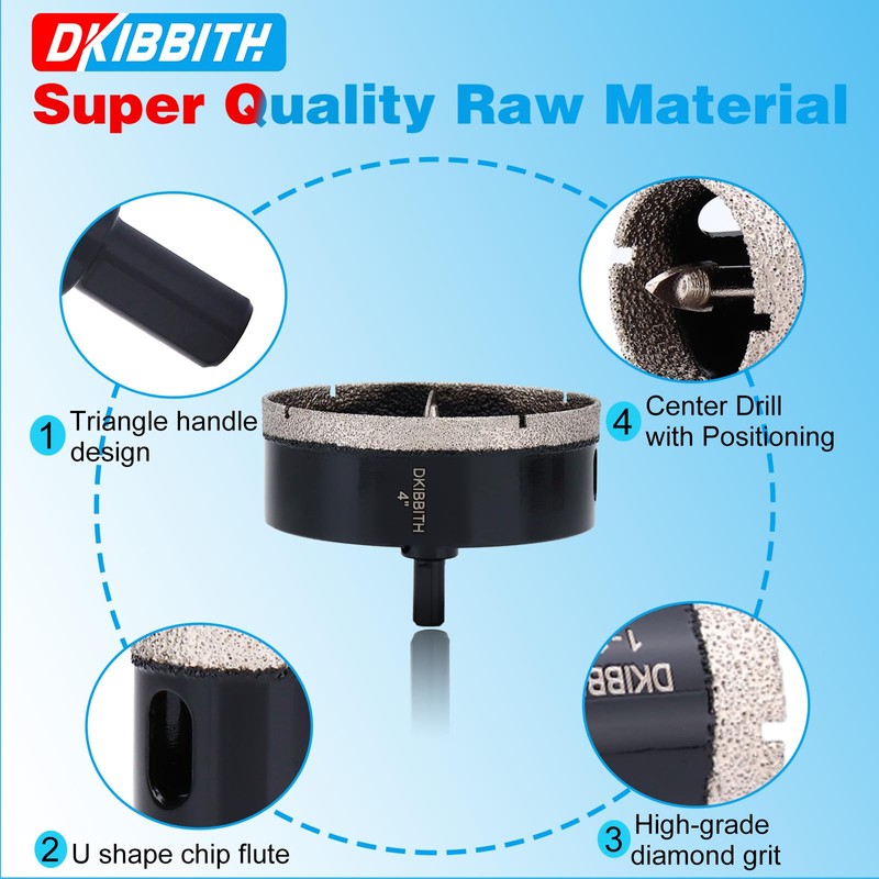 4" Diamond Hole-Saw Bits with Pilot Drill Bit 4 in