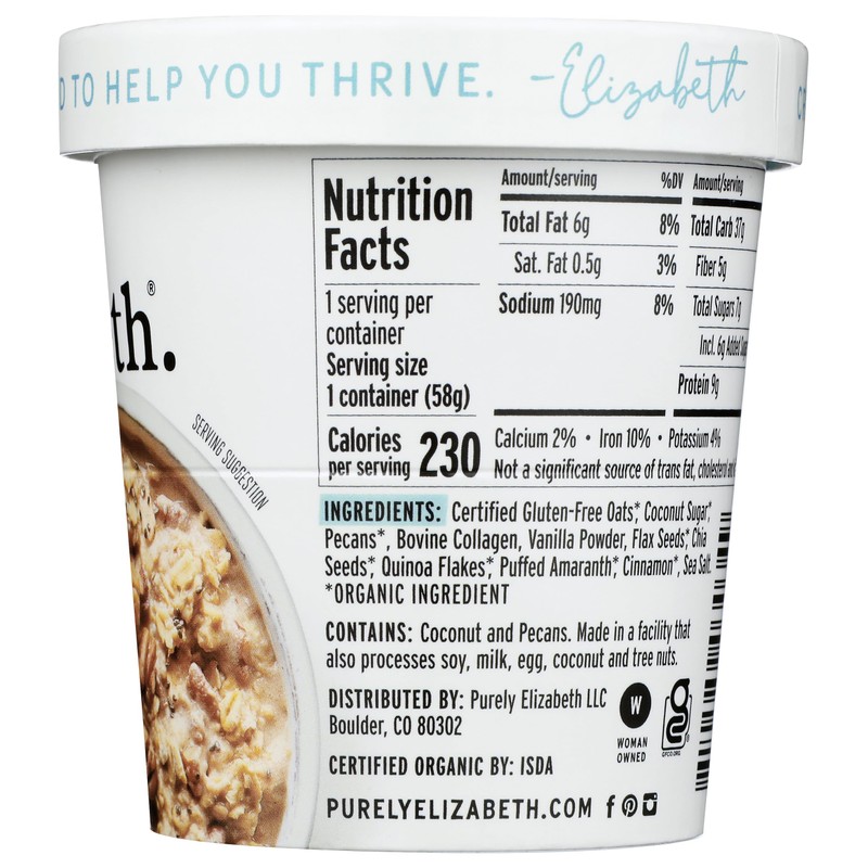 Purely Elizabeth, Oats Vanilla Pecan Collagen Protein, 2 Ounce