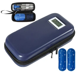 Medication Cooling Bag - Cool Medication Box with Ice Packs | Adjustable Cold Case with Temperature Display for Business Trip Traveling Home School
