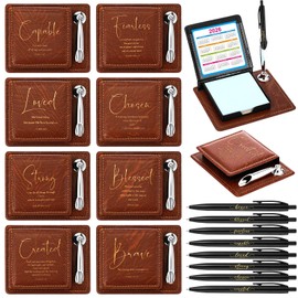 8 Set Christian Sticky Notes Holder Gifts with Bible Verses Ballpoint Pens