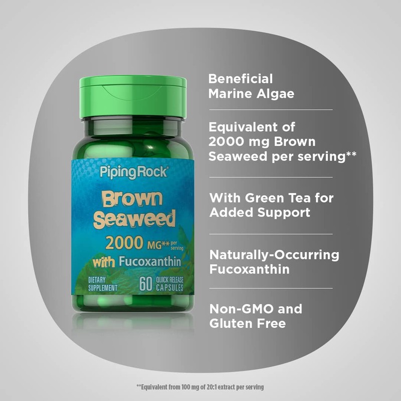Piping Rock Brown Seaweed Capsules 2000mg | 60 Count |