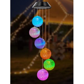 Solar Colored Ball Lights, Outdoor Color Changing Wind Chime Lights Decoration, Father/Mom/Woman/Grandmother/Daughter/Aunt/Friend/Wife & Sister, Gardening Gifts, Birthday Gifts for Women