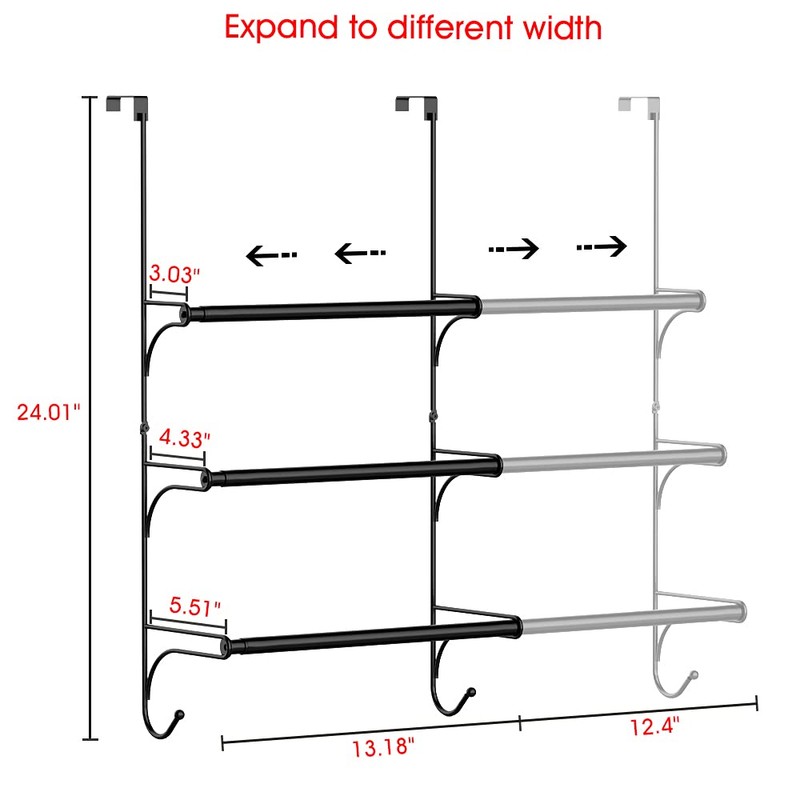 Over the Door Towel Rail - 3 Tier Bathroom Hanging