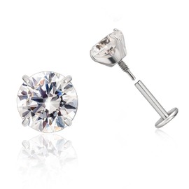 limerencia Pure Titanium Earing Stud for Sensitive Ear, F136 Implant Grade Flat Back Internally Threaded Stud Earring 18g for Cartilage/Tragus/Helix/Conch/Nose/Lip(4mm)