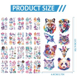 Watercolour Animal Temporary Tattoos for Kids, 20 Sheets Unicorn Tattoo Stickers, Waterproof Fake Tattoos for Girls and Boys, Birthday Party Favors, School Rewards, Arm Shoulder Body Art (Mermaid)